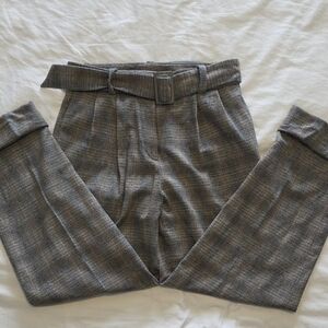MASSIMO DUTTI| Gray Plaid Ankle Pants